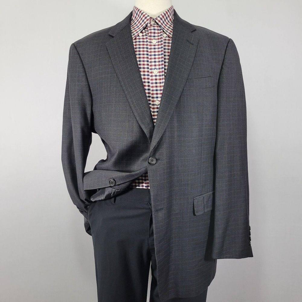 Hart Schaffner Marx Men's Sport Coat Blazer‎ Two Button CK Gray Checked 44L